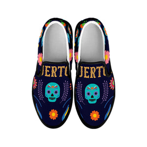 Cinco de Mayo Day Of The Dead Print Black Slip On Shoes