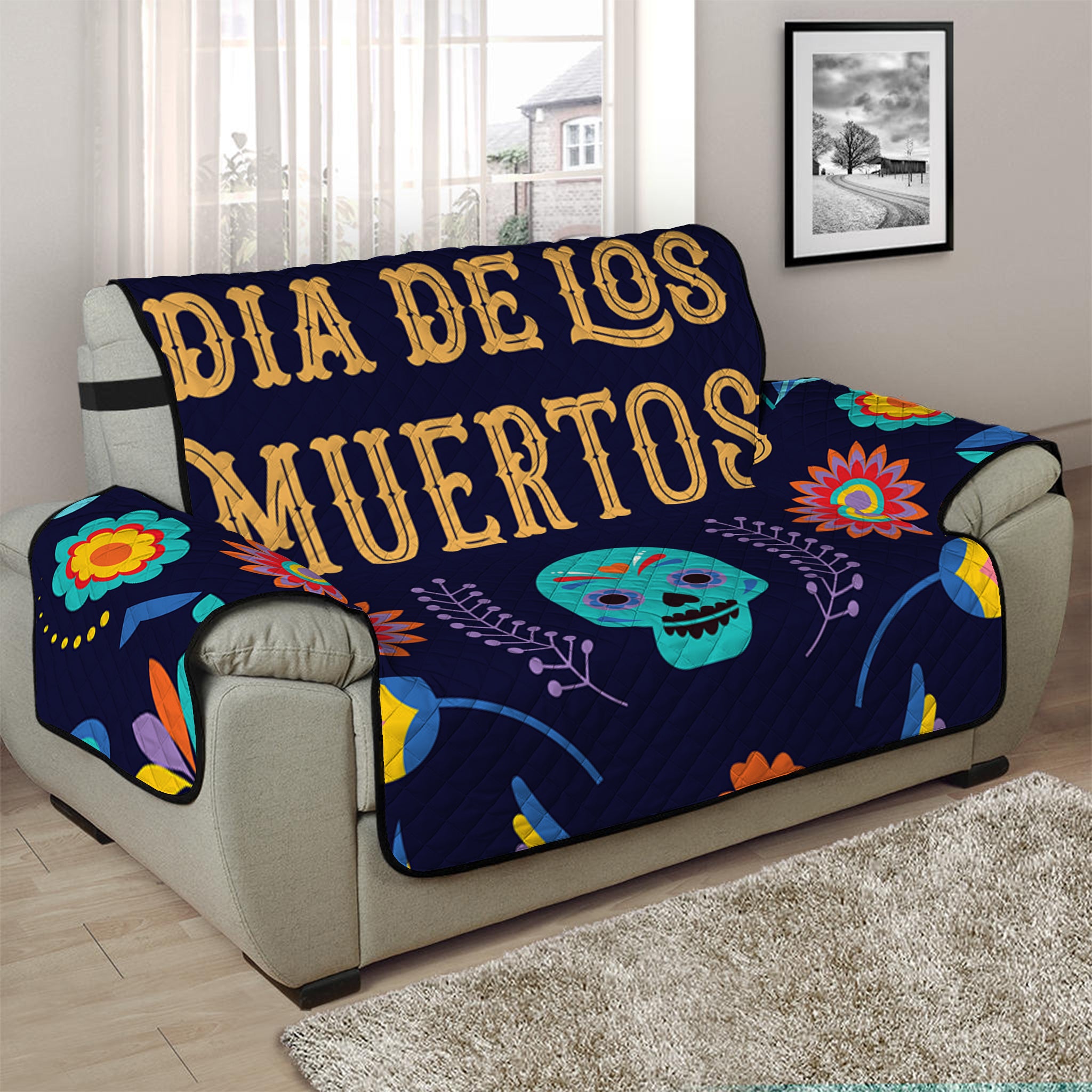 Cinco de Mayo Day Of The Dead Print Half Sofa Protector