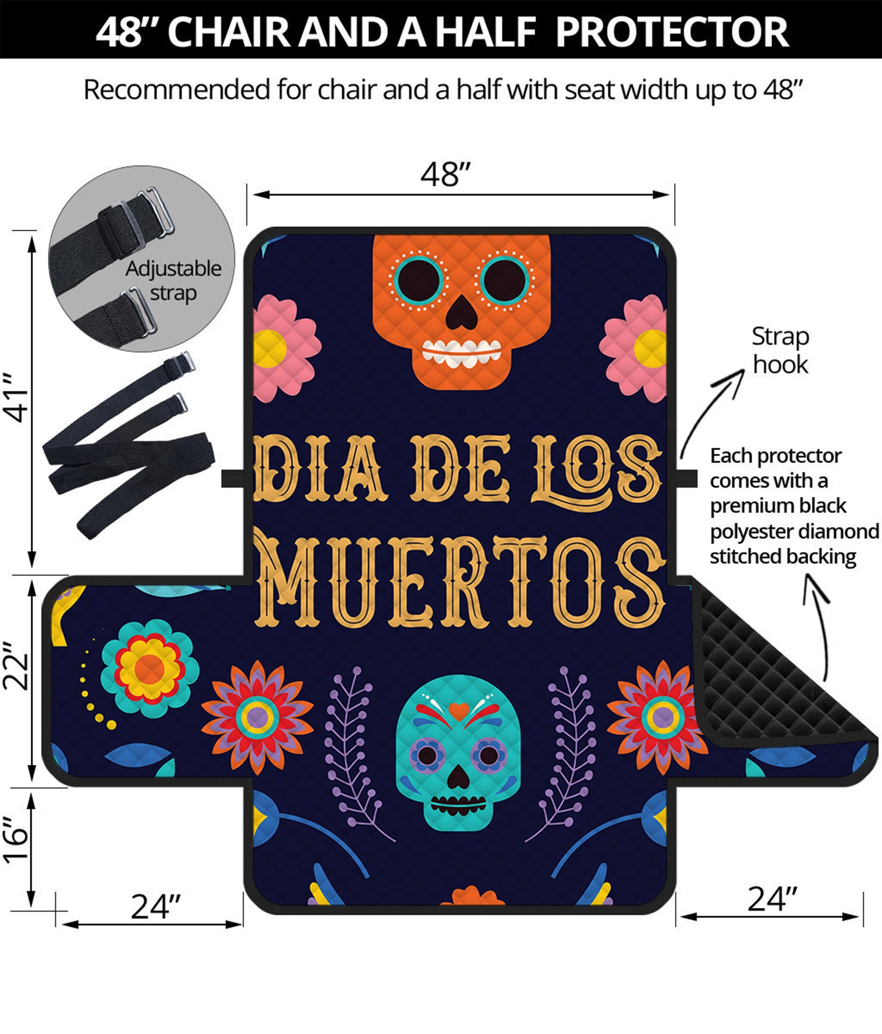 Cinco de Mayo Day Of The Dead Print Half Sofa Protector