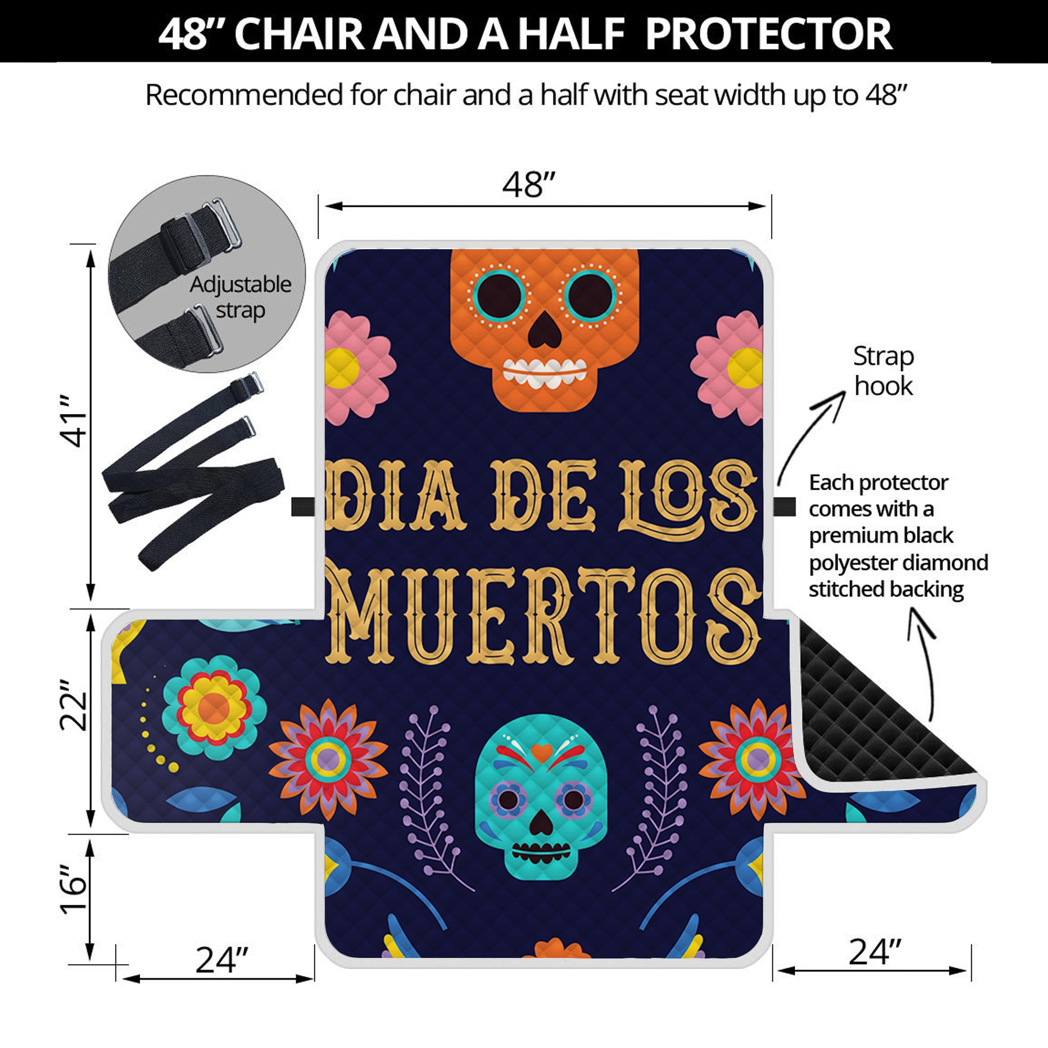 Cinco de Mayo Day Of The Dead Print Half Sofa Protector