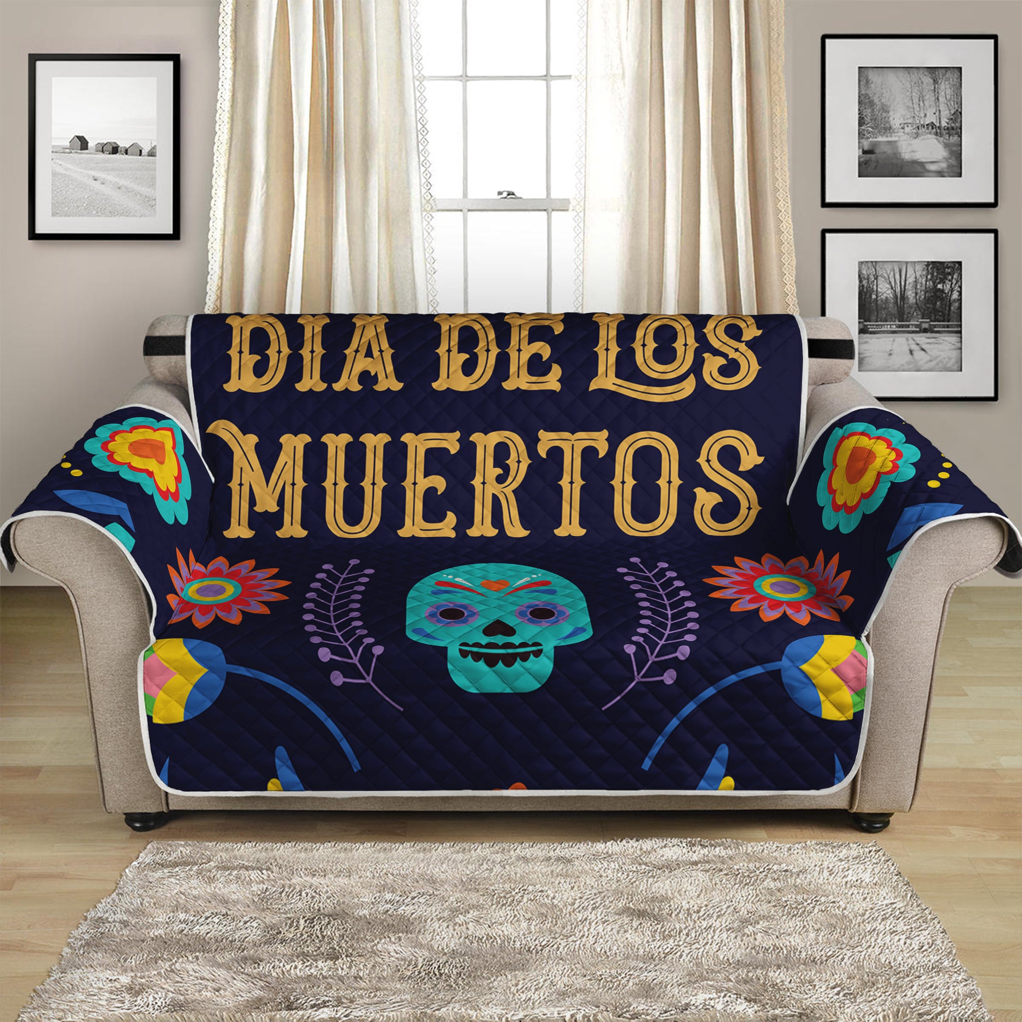 Cinco de Mayo Day Of The Dead Print Loveseat Protector