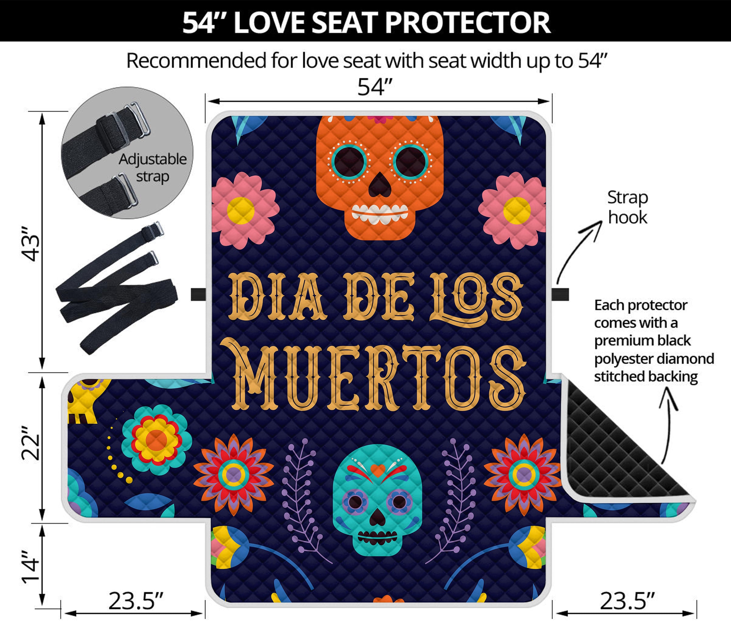 Cinco de Mayo Day Of The Dead Print Loveseat Protector