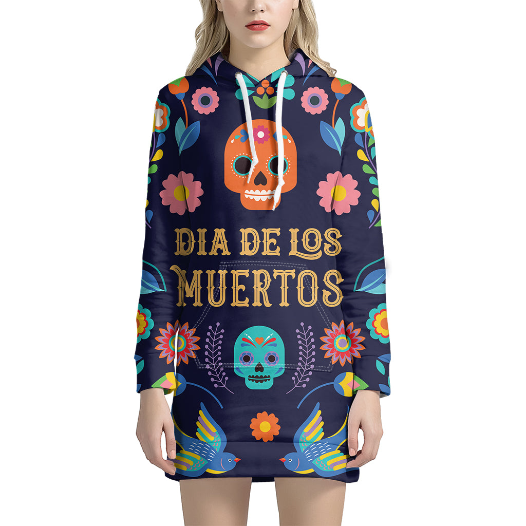 Cinco de Mayo Day Of The Dead Print Pullover Hoodie Dress