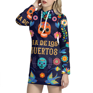 Cinco de Mayo Day Of The Dead Print Pullover Hoodie Dress