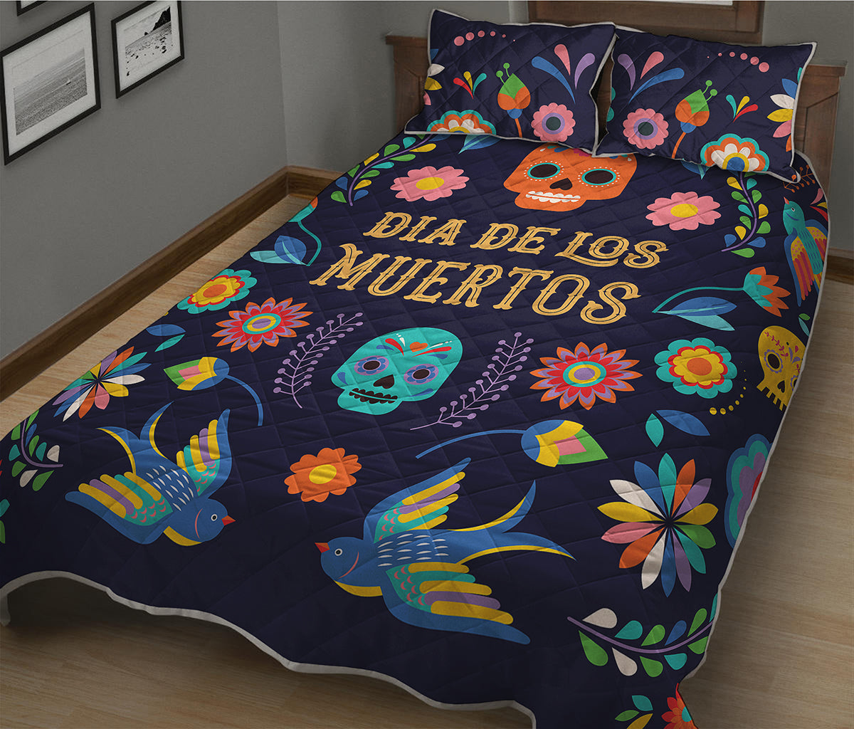 Cinco de Mayo Day Of The Dead Print Quilt Bed Set