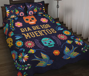 Cinco de Mayo Day Of The Dead Print Quilt Bed Set