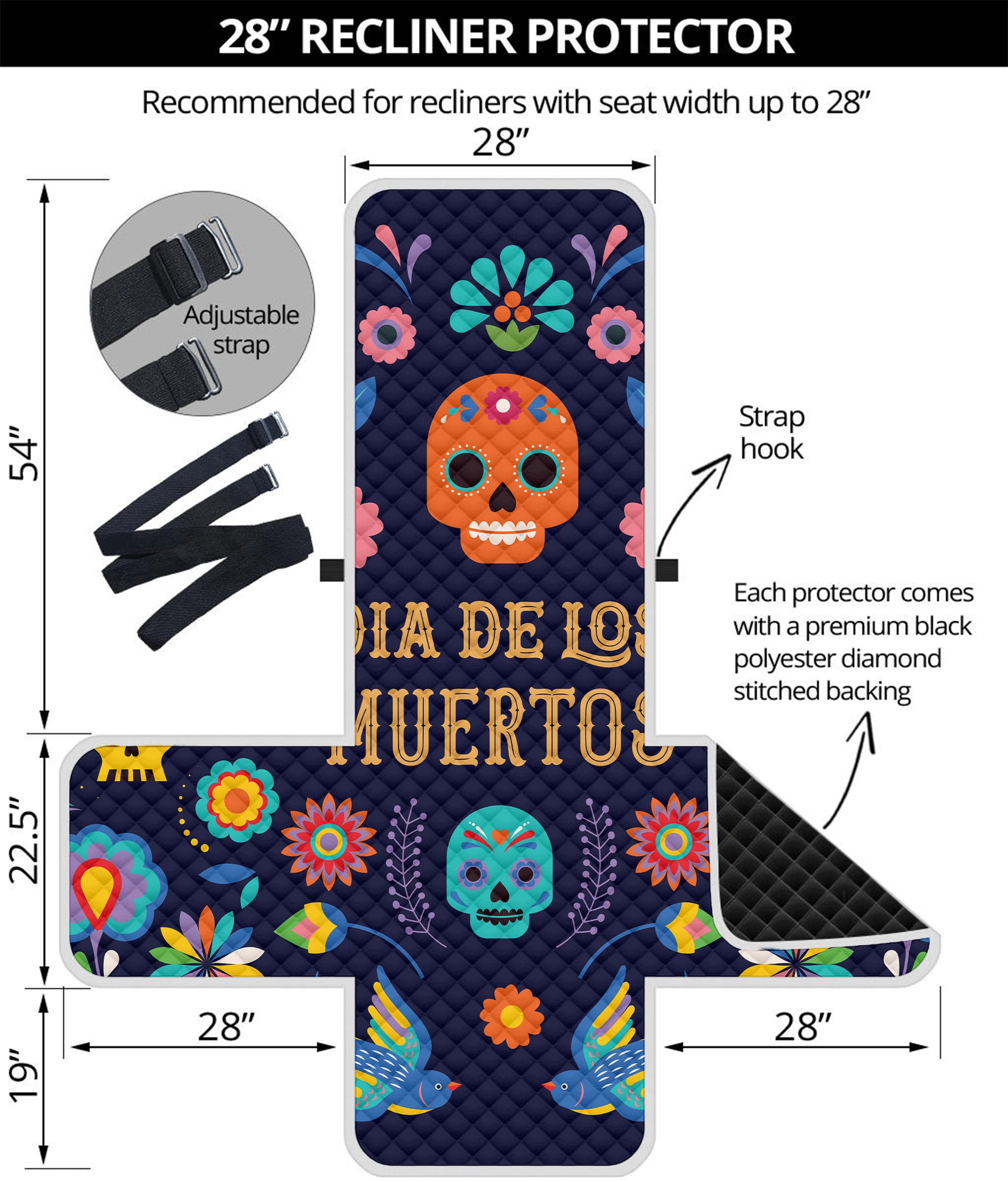 Cinco de Mayo Day Of The Dead Print Recliner Protector