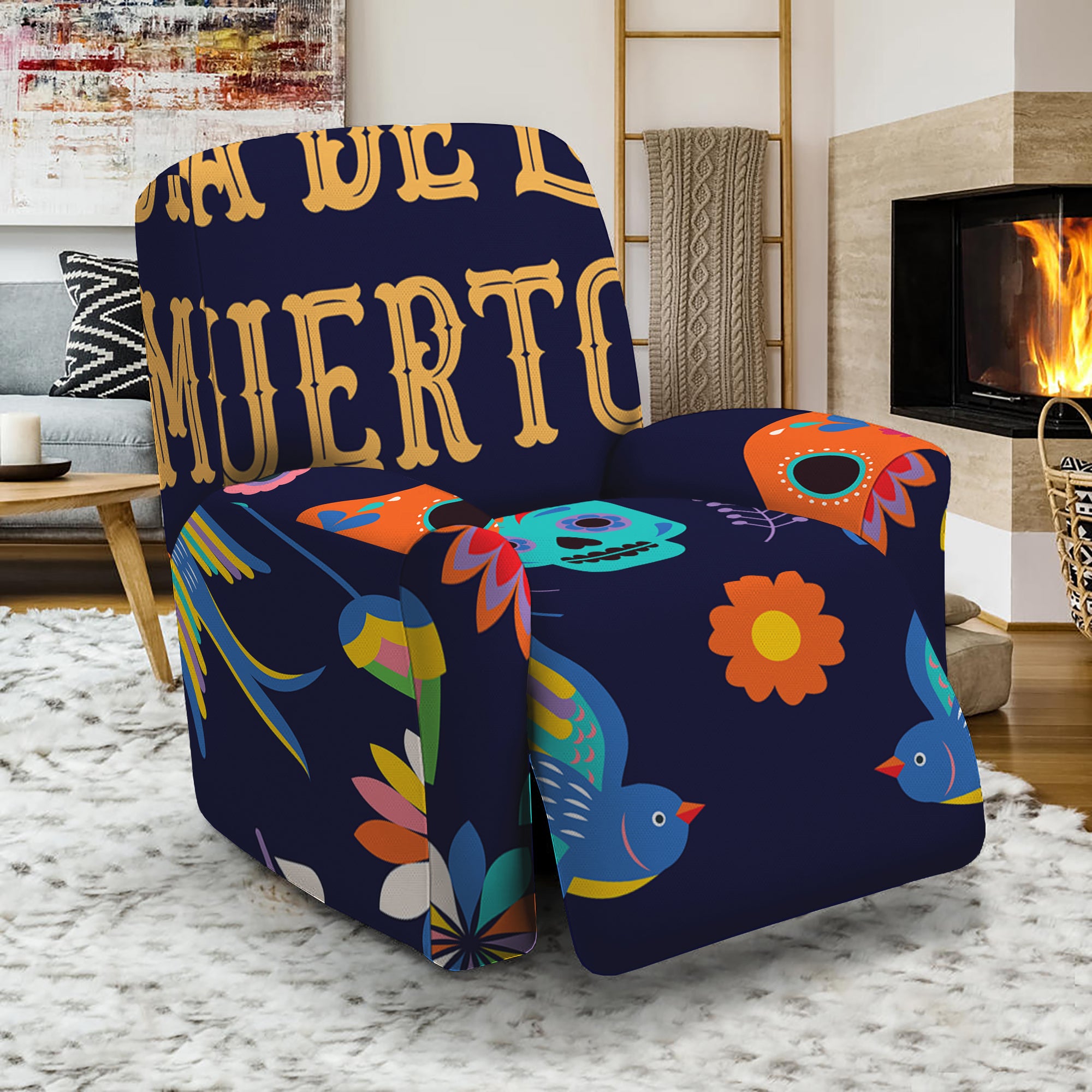 Cinco de Mayo Day Of The Dead Print Recliner Slipcover