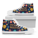 Cinco de Mayo Day Of The Dead Print White High Top Shoes