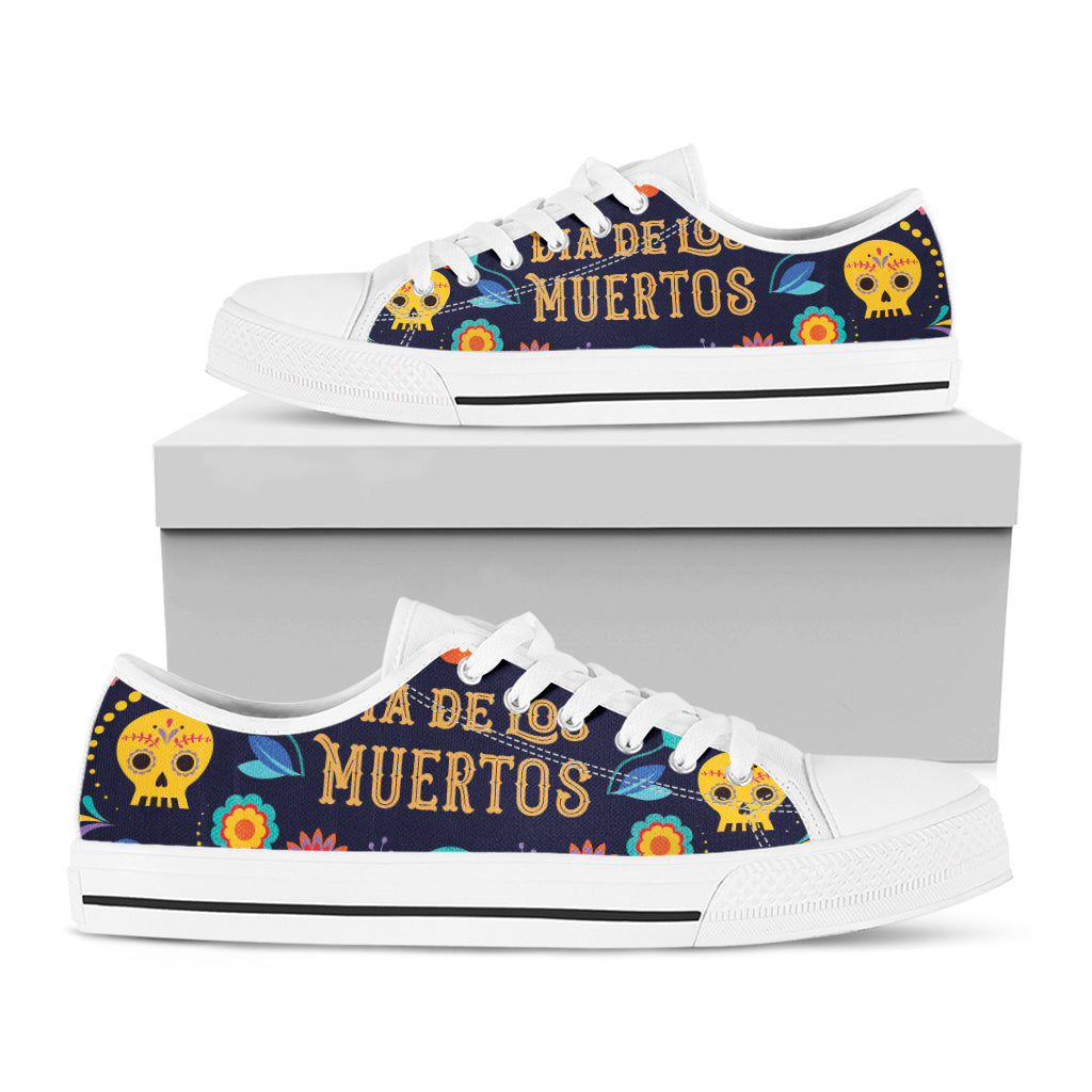 Cinco de Mayo Day Of The Dead Print White Low Top Shoes