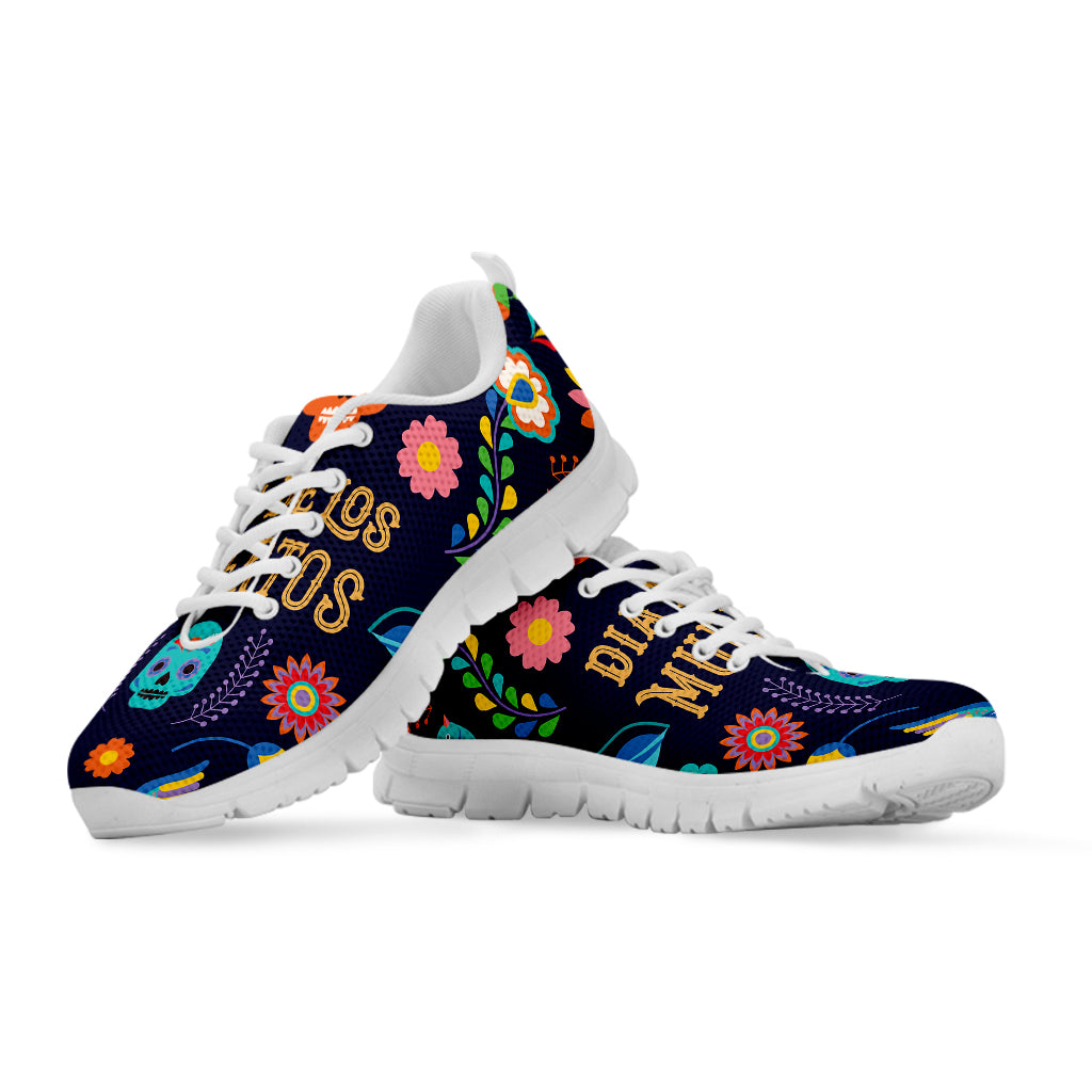 Cinco de Mayo Day Of The Dead Print White Sneakers