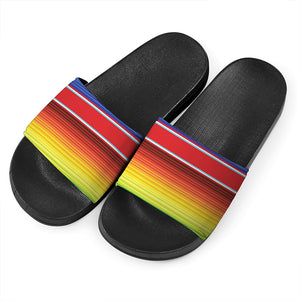 Cinco De Mayo Mexican Pattern Print Black Slide Sandals