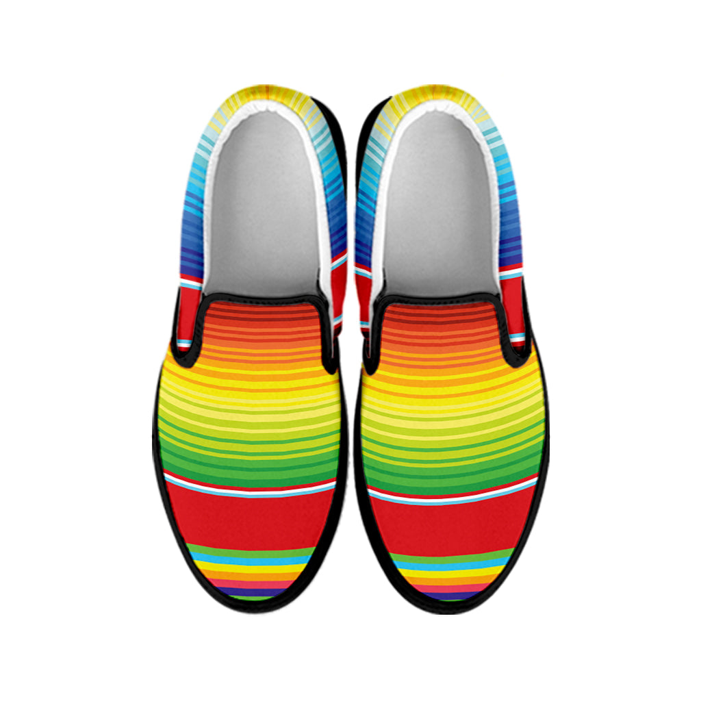 Cinco De Mayo Mexican Pattern Print Black Slip On Shoes