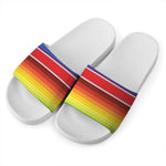 Cinco De Mayo Mexican Pattern Print White Slide Sandals