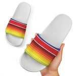 Cinco De Mayo Mexican Pattern Print White Slide Sandals