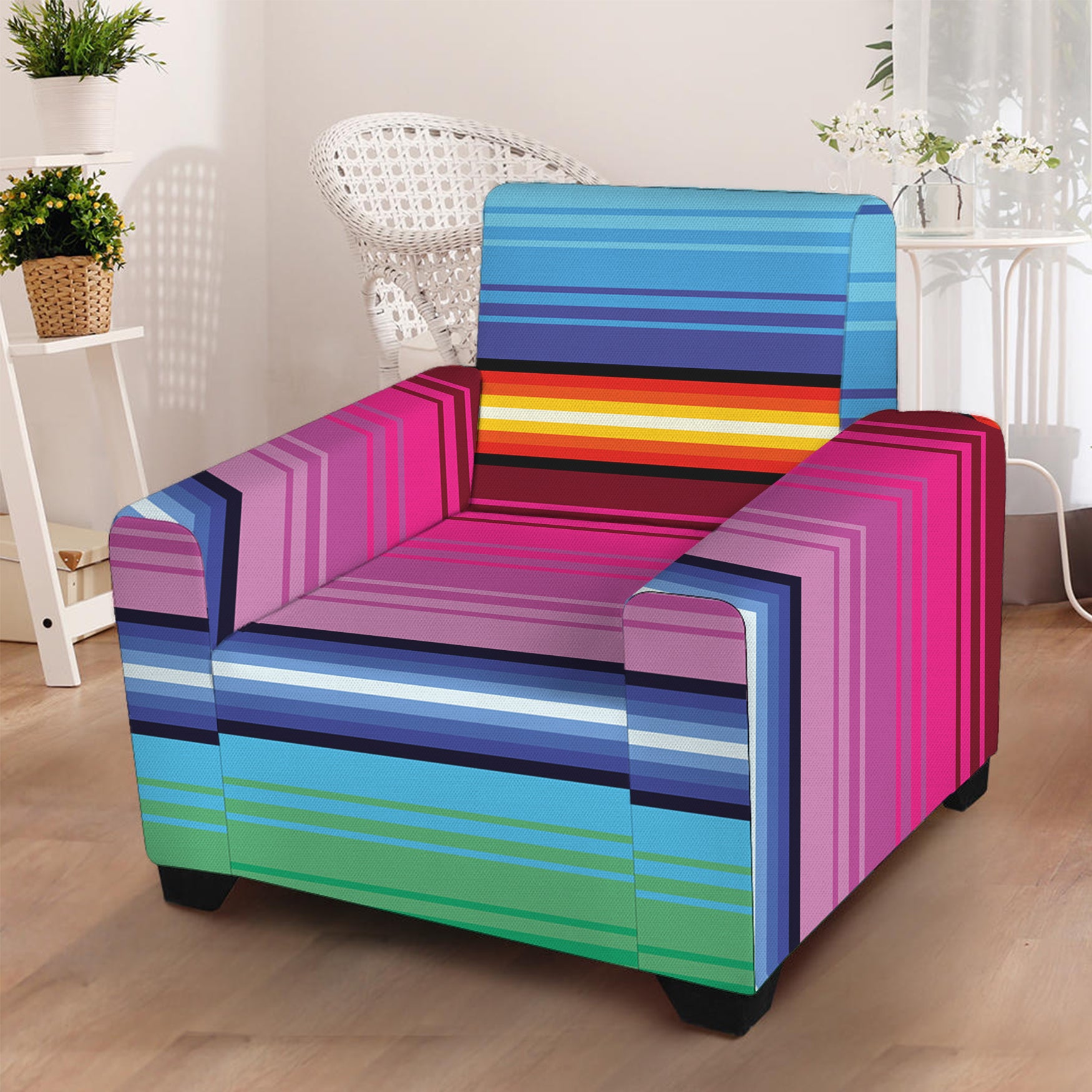 Cinco De Mayo Mexican Stripe Print Armchair Slipcover