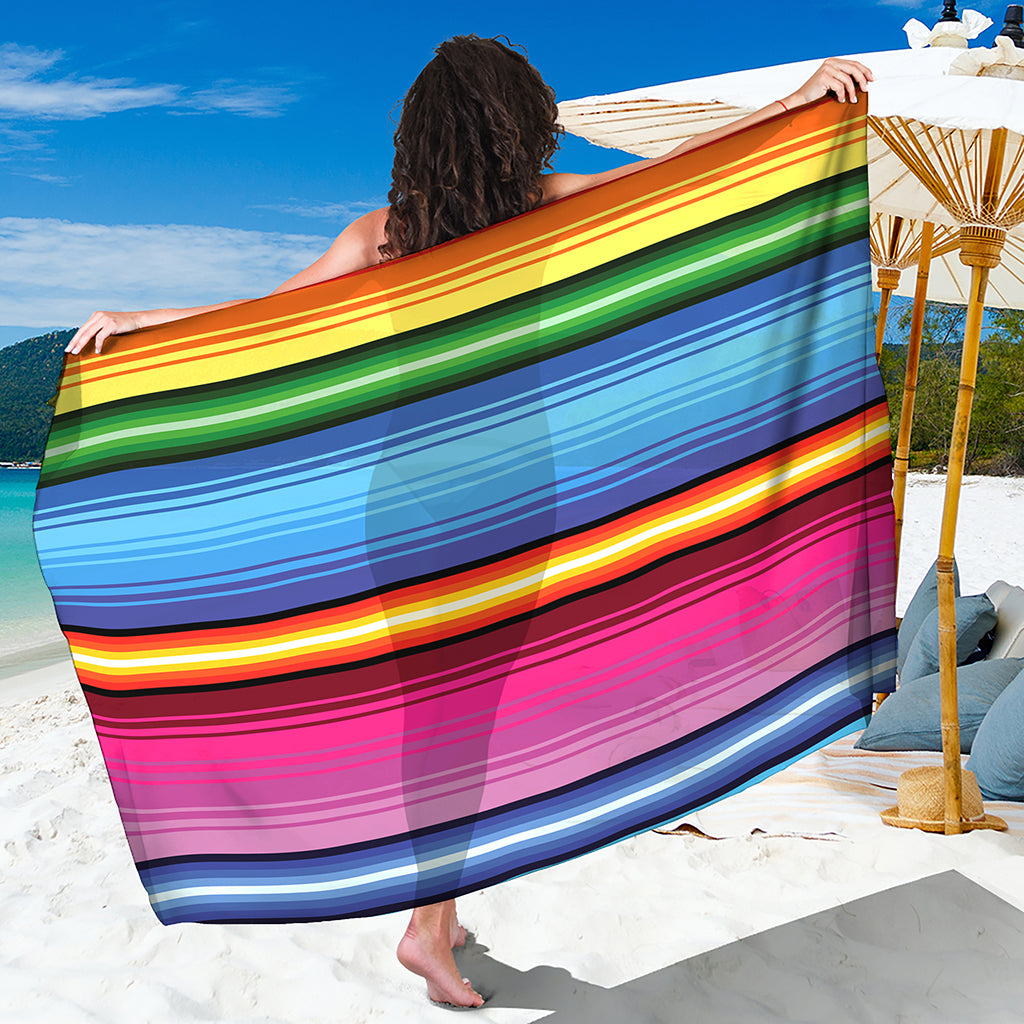 Cinco De Mayo Mexican Stripe Print Beach Sarong Wrap