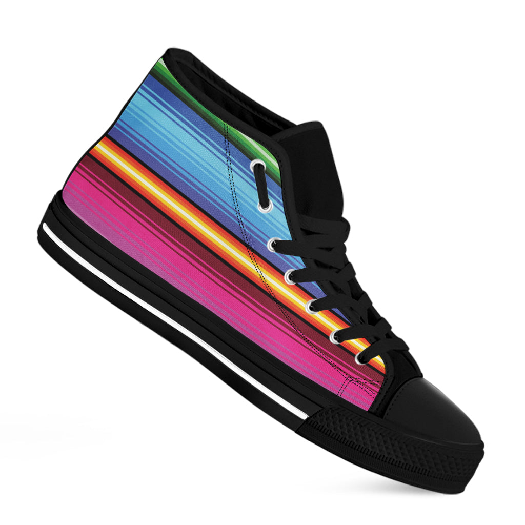 Cinco De Mayo Mexican Stripe Print Black High Top Shoes