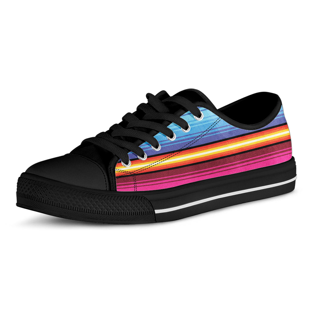 Cinco De Mayo Mexican Stripe Print Black Low Top Shoes