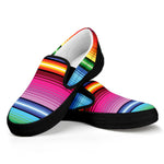 Cinco De Mayo Mexican Stripe Print Black Slip On Shoes