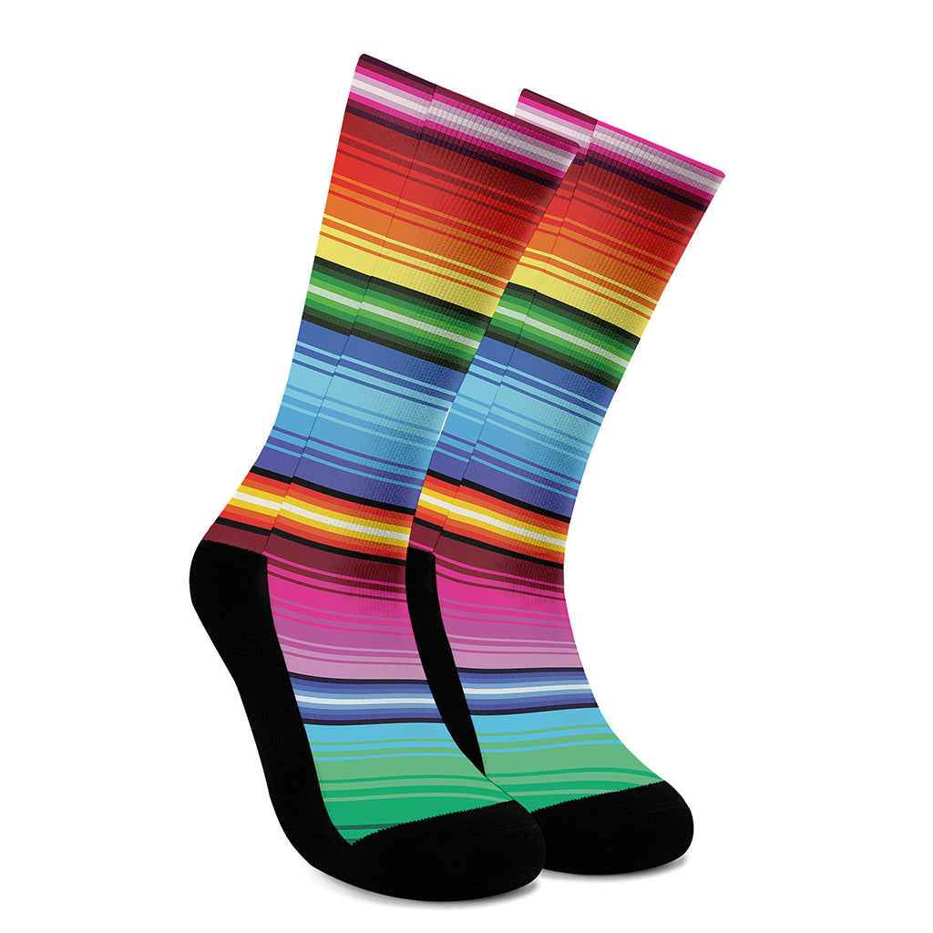 Cinco De Mayo Mexican Stripe Print Crew Socks