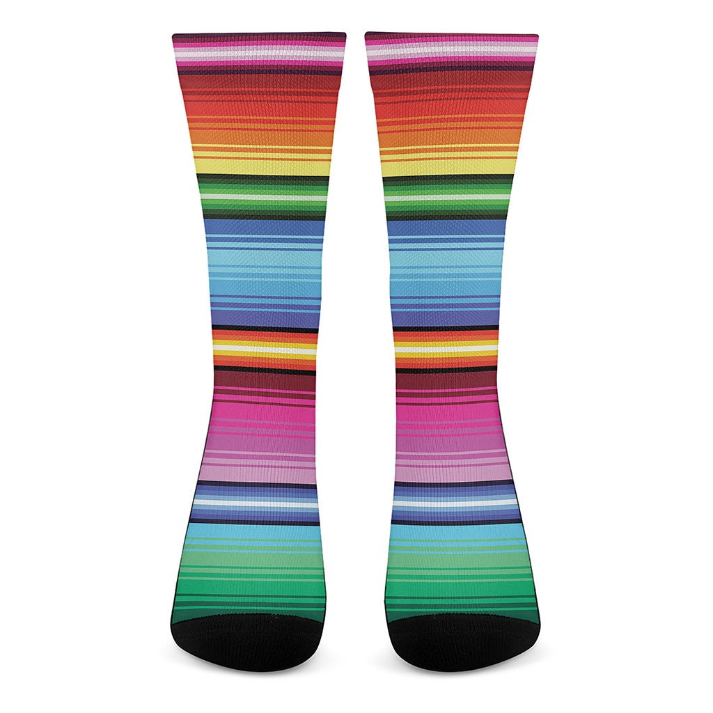 Cinco De Mayo Mexican Stripe Print Crew Socks