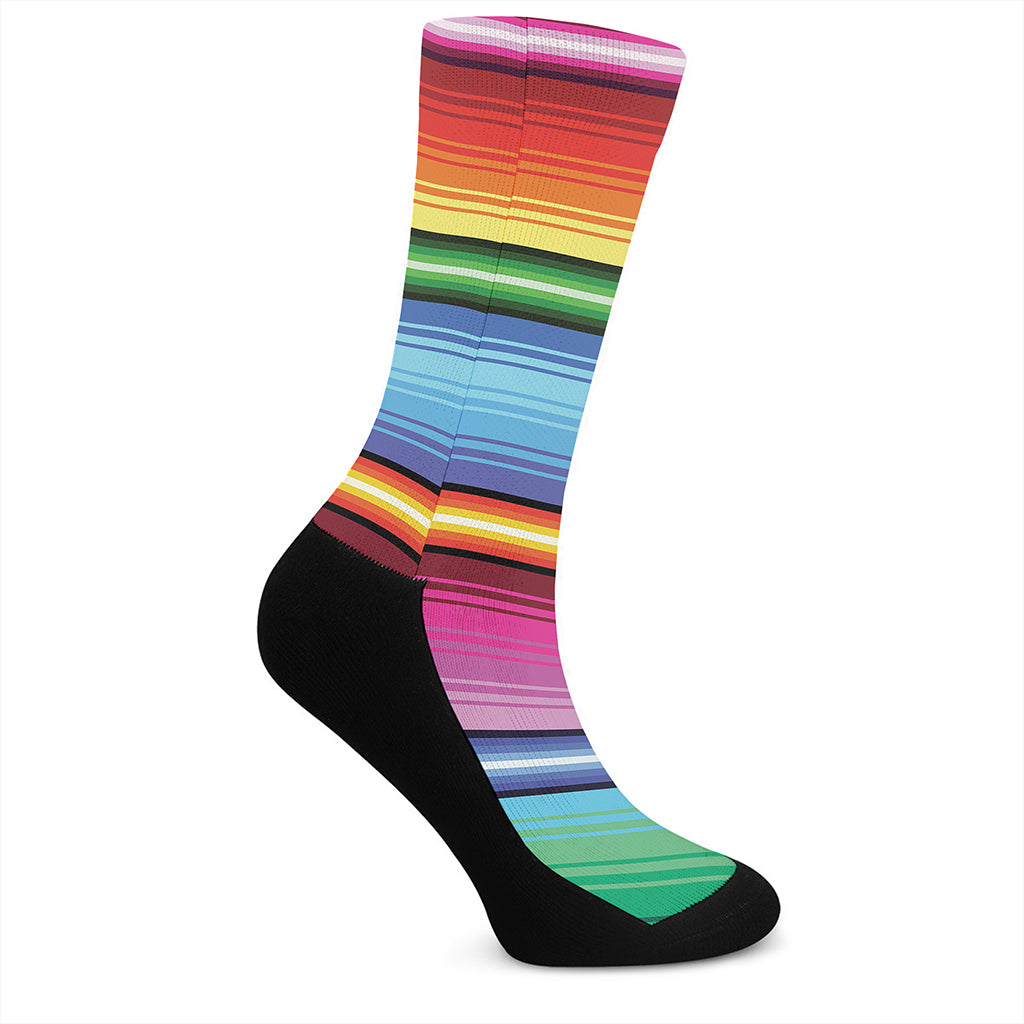 Cinco De Mayo Mexican Stripe Print Crew Socks