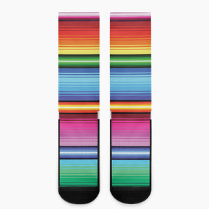 Cinco De Mayo Mexican Stripe Print Crew Socks