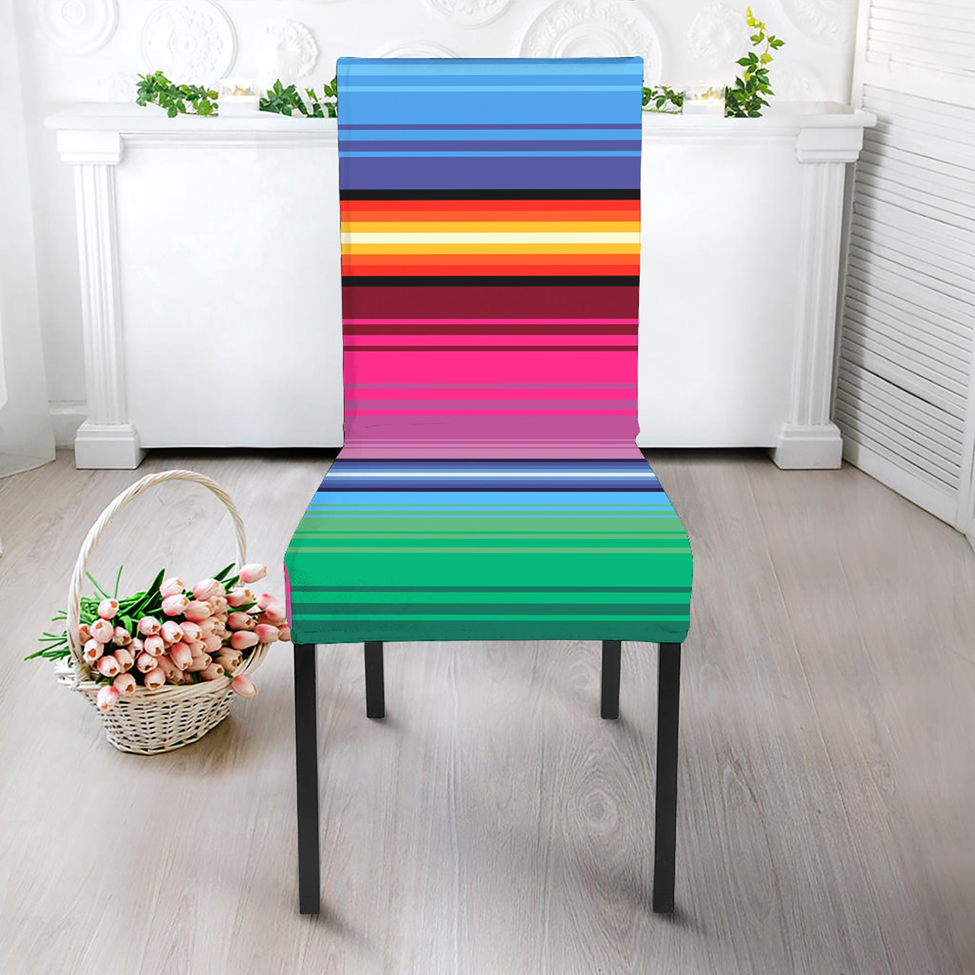 Cinco De Mayo Mexican Stripe Print Dining Chair Slipcover