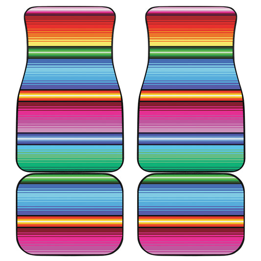 Cinco De Mayo Mexican Stripe Print Front and Back Car Floor Mats