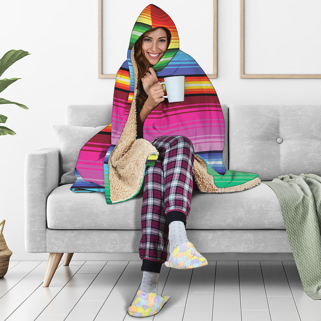 Cinco De Mayo Mexican Stripe Print Hooded Blanket