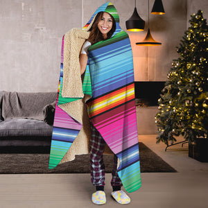 Cinco De Mayo Mexican Stripe Print Hooded Blanket