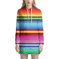 Cinco De Mayo Mexican Stripe Print Pullover Hoodie Dress