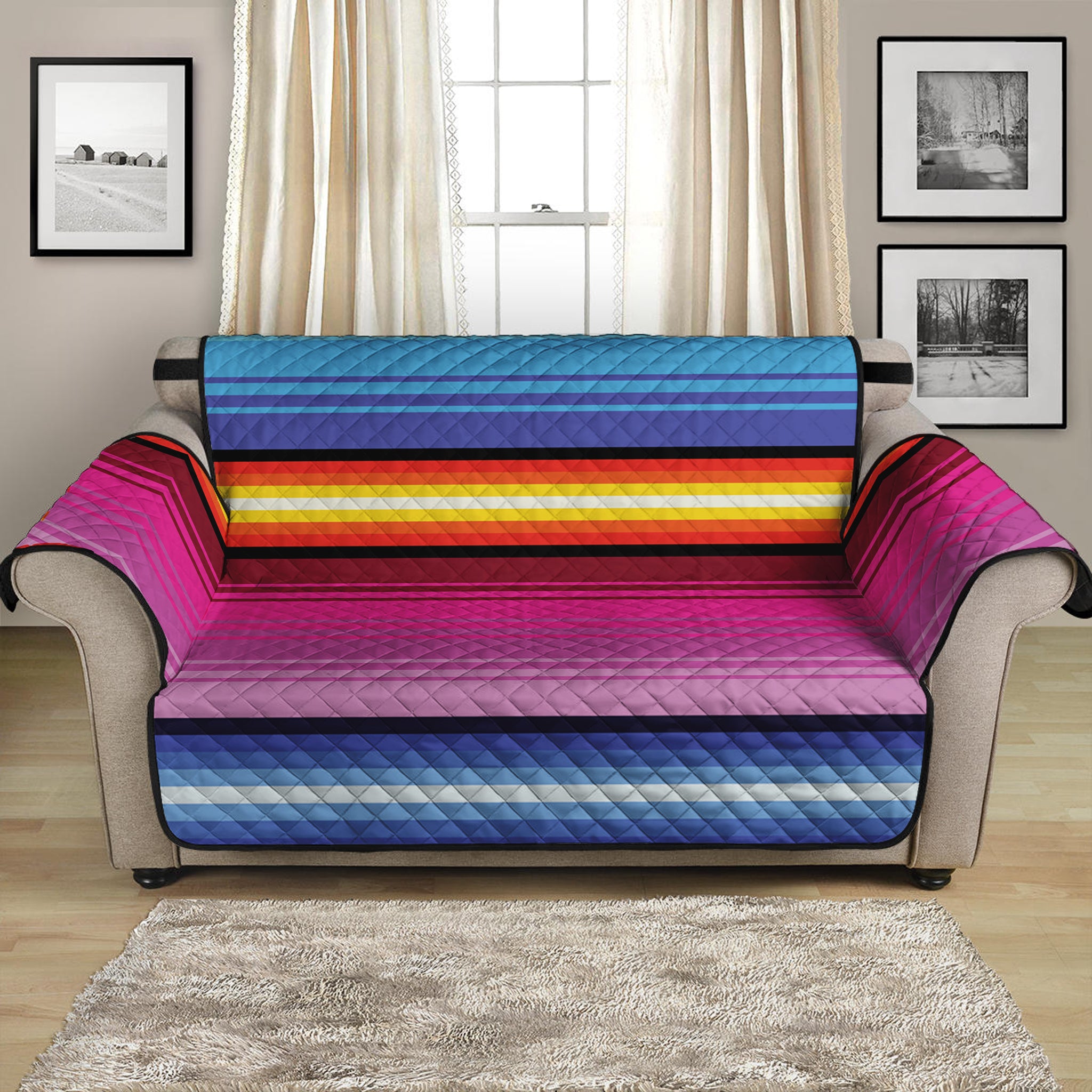 Cinco De Mayo Mexican Stripe Print Loveseat Protector