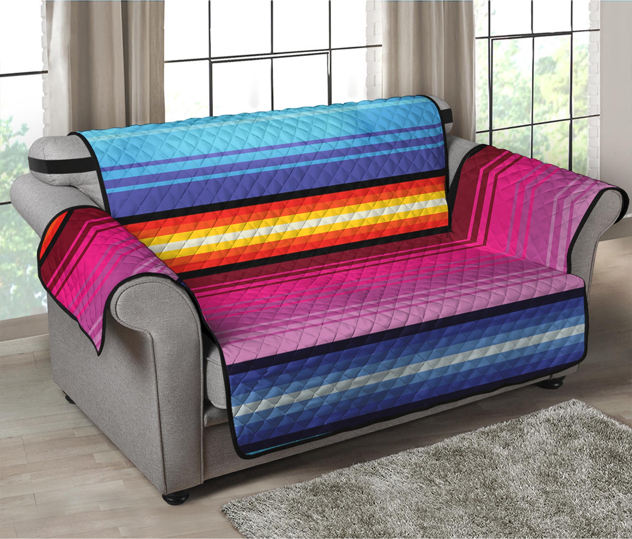 Cinco De Mayo Mexican Stripe Print Loveseat Protector