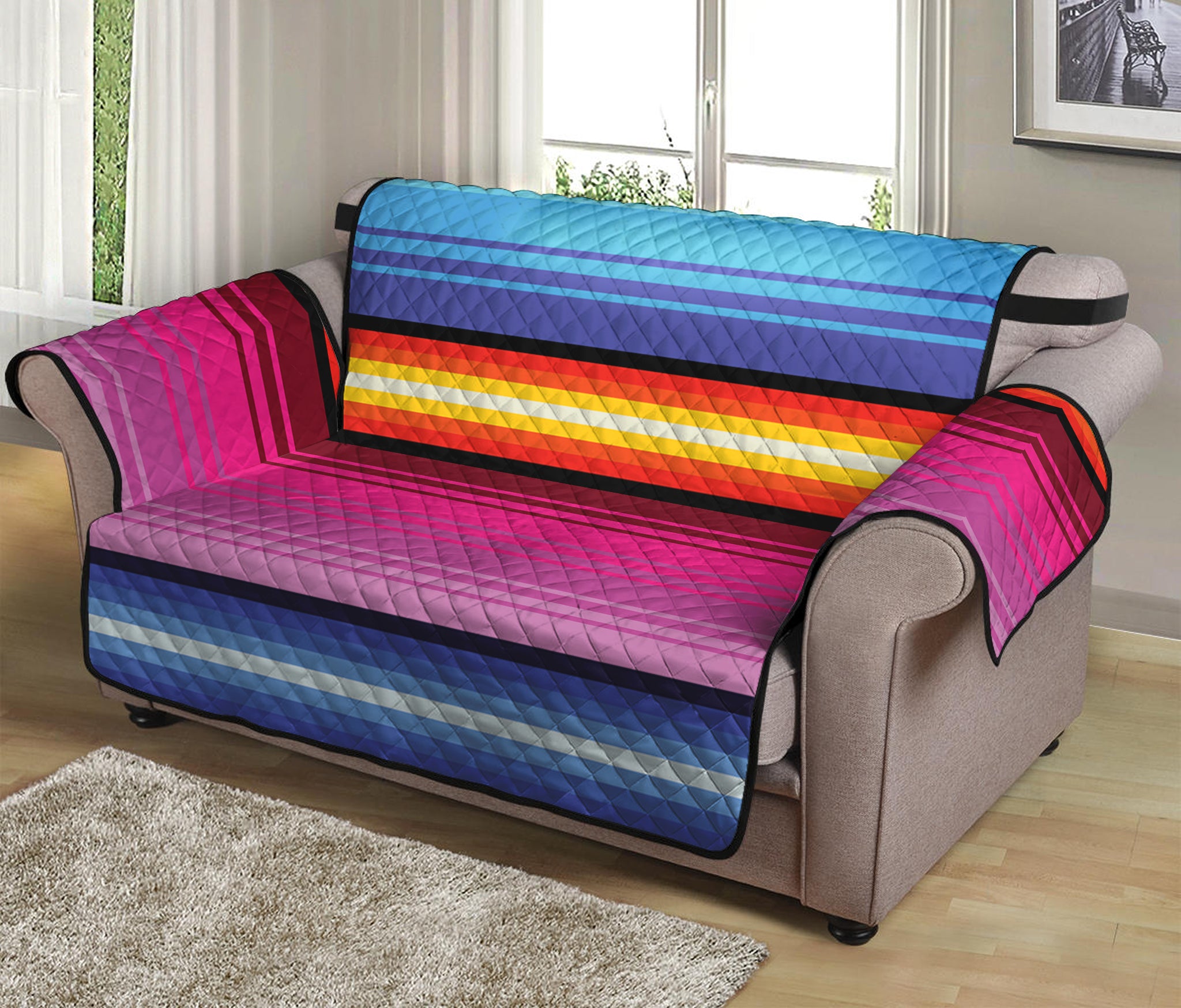 Cinco De Mayo Mexican Stripe Print Loveseat Protector