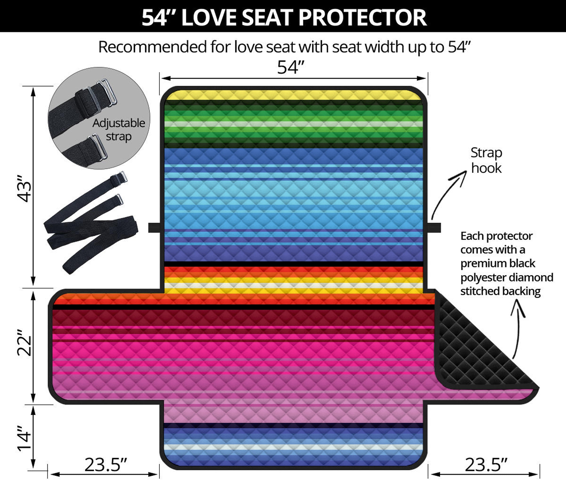 Cinco De Mayo Mexican Stripe Print Loveseat Protector