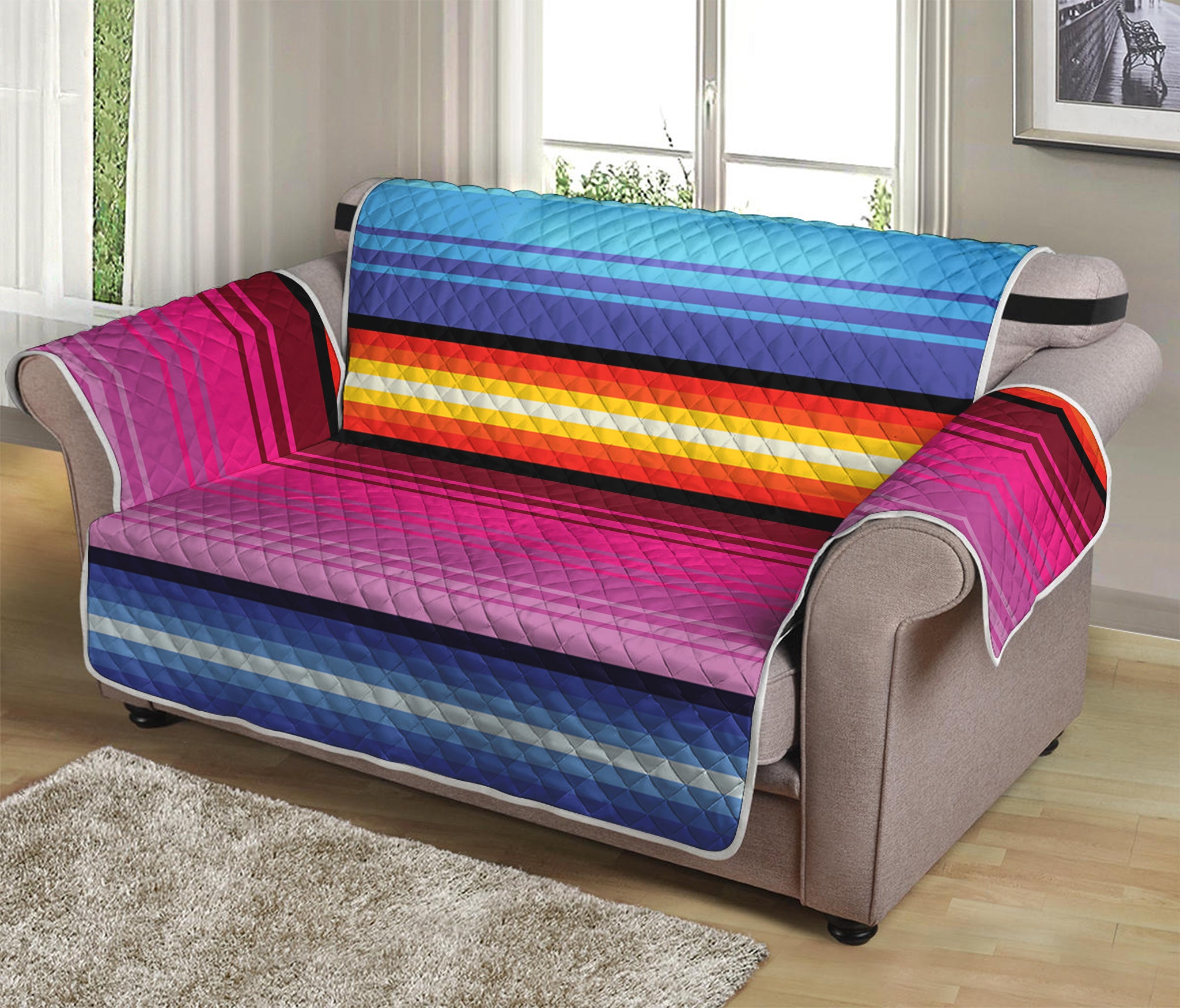 Cinco De Mayo Mexican Stripe Print Loveseat Protector