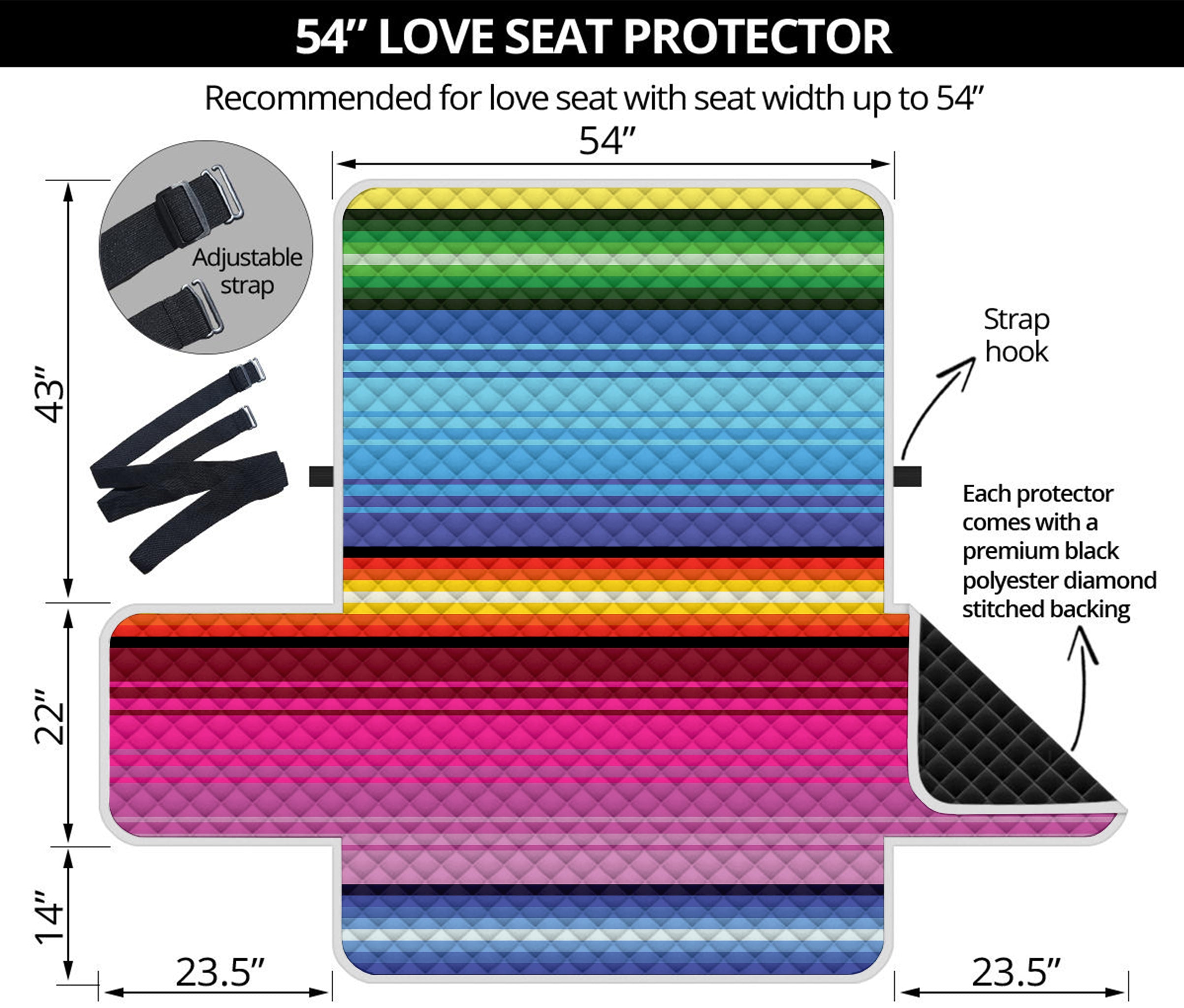 Cinco De Mayo Mexican Stripe Print Loveseat Protector