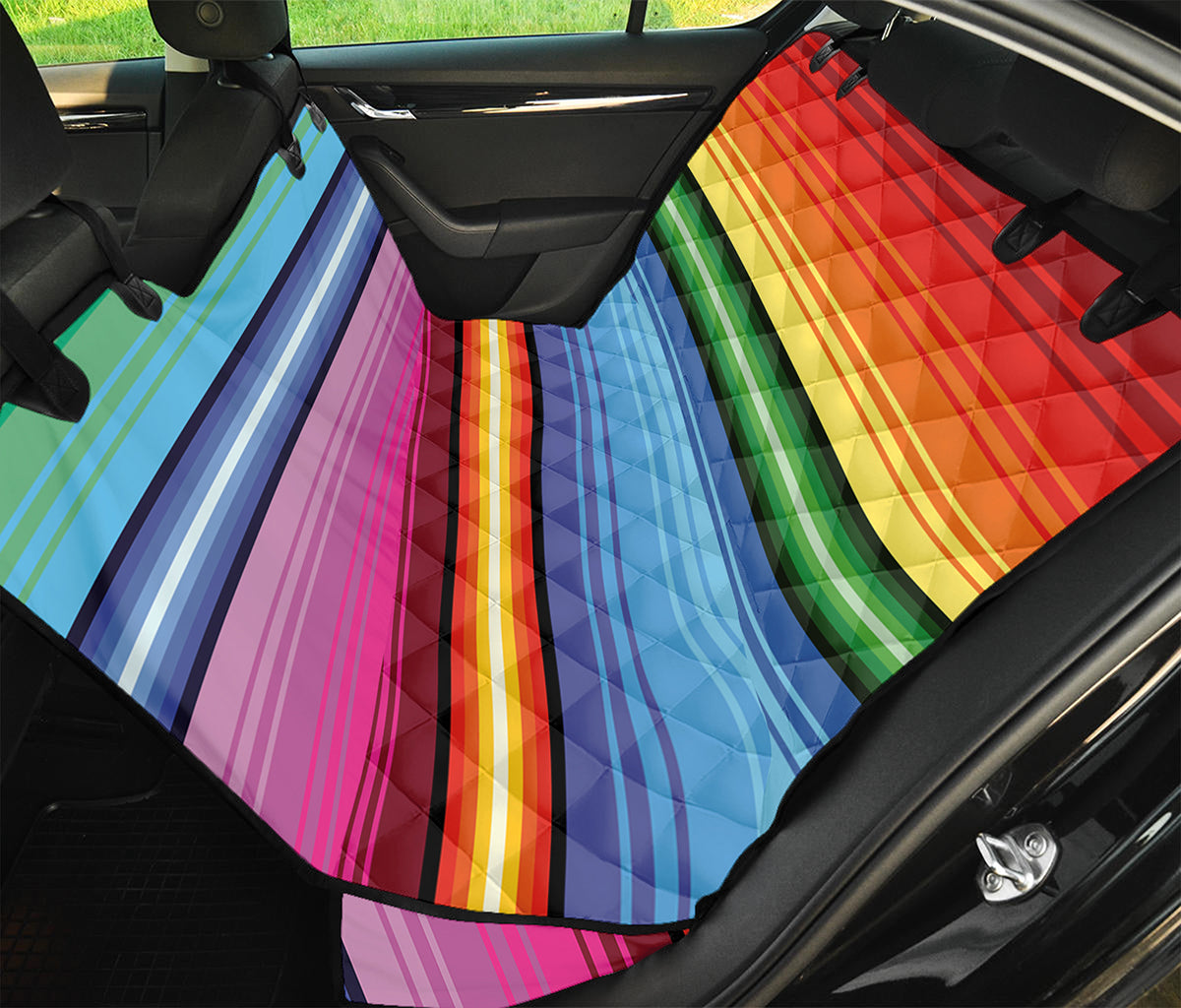 Cinco De Mayo Mexican Stripe Print Pet Car Back Seat Cover