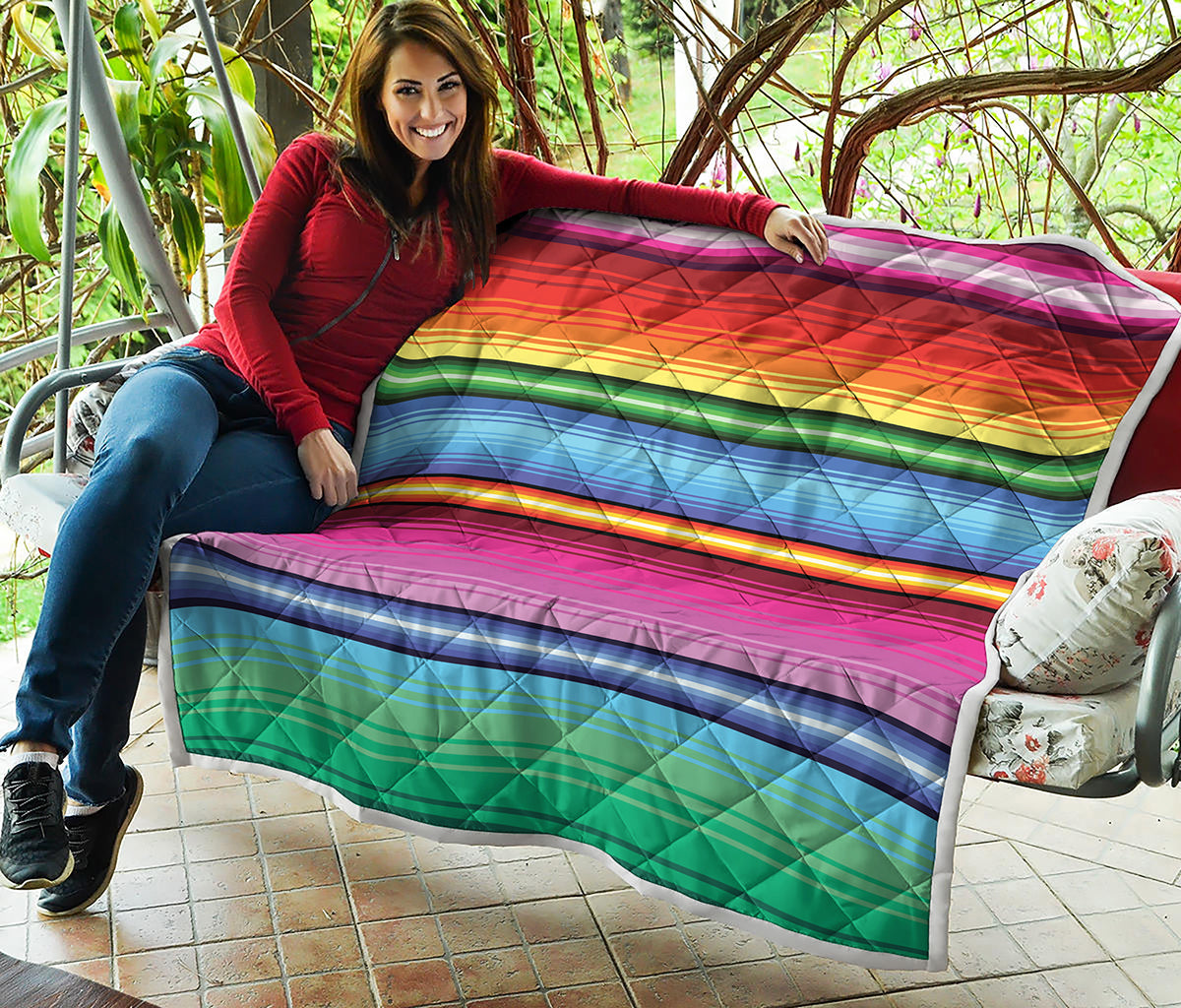 Cinco De Mayo Mexican Stripe Print Quilt