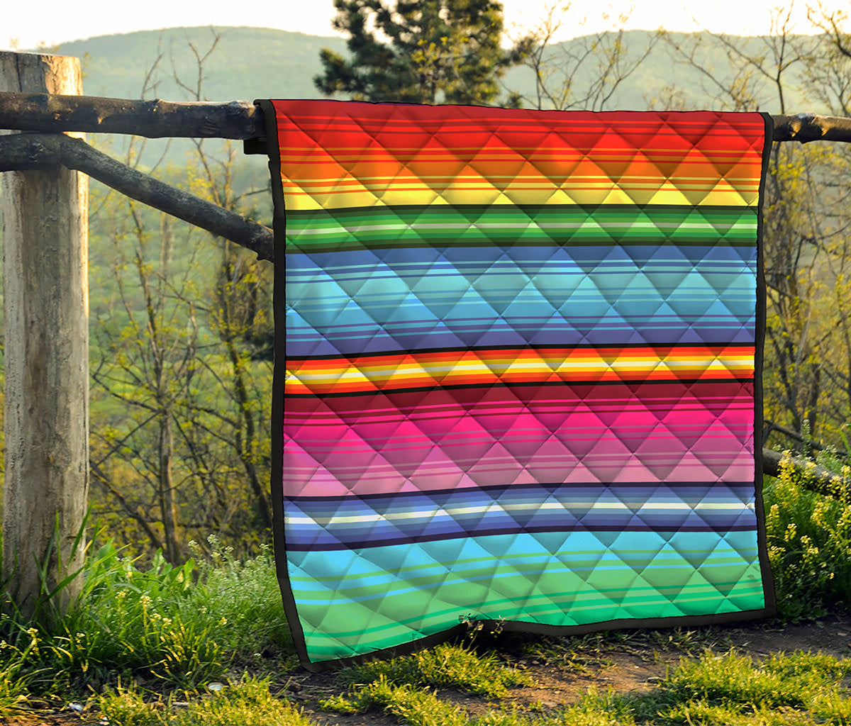 Cinco De Mayo Mexican Stripe Print Quilt