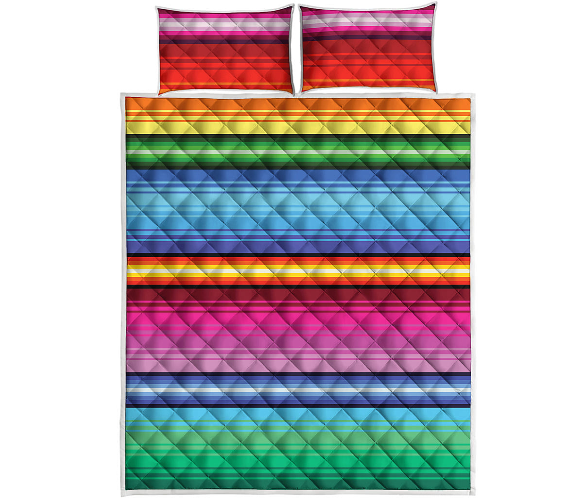 Cinco De Mayo Mexican Stripe Print Quilt Bed Set