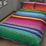 Cinco De Mayo Mexican Stripe Print Quilt Bed Set