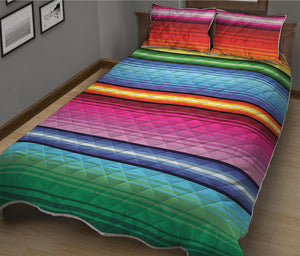 Cinco De Mayo Mexican Stripe Print Quilt Bed Set