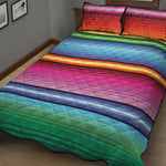 Cinco De Mayo Mexican Stripe Print Quilt Bed Set