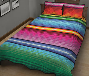 Cinco De Mayo Mexican Stripe Print Quilt Bed Set