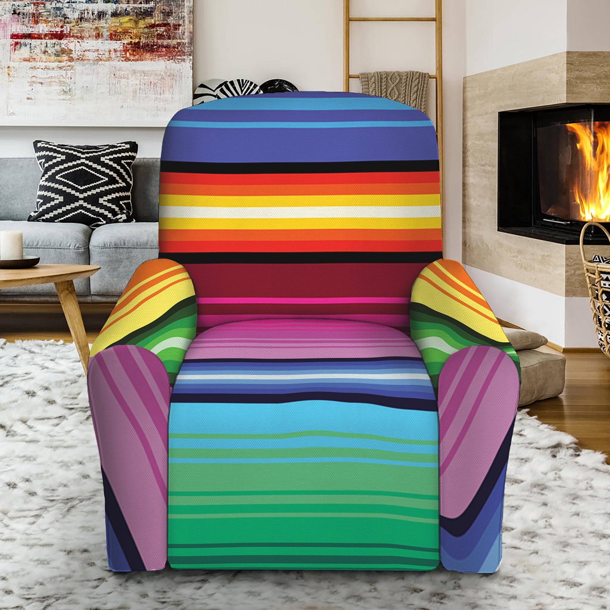 Cinco De Mayo Mexican Stripe Print Recliner Slipcover