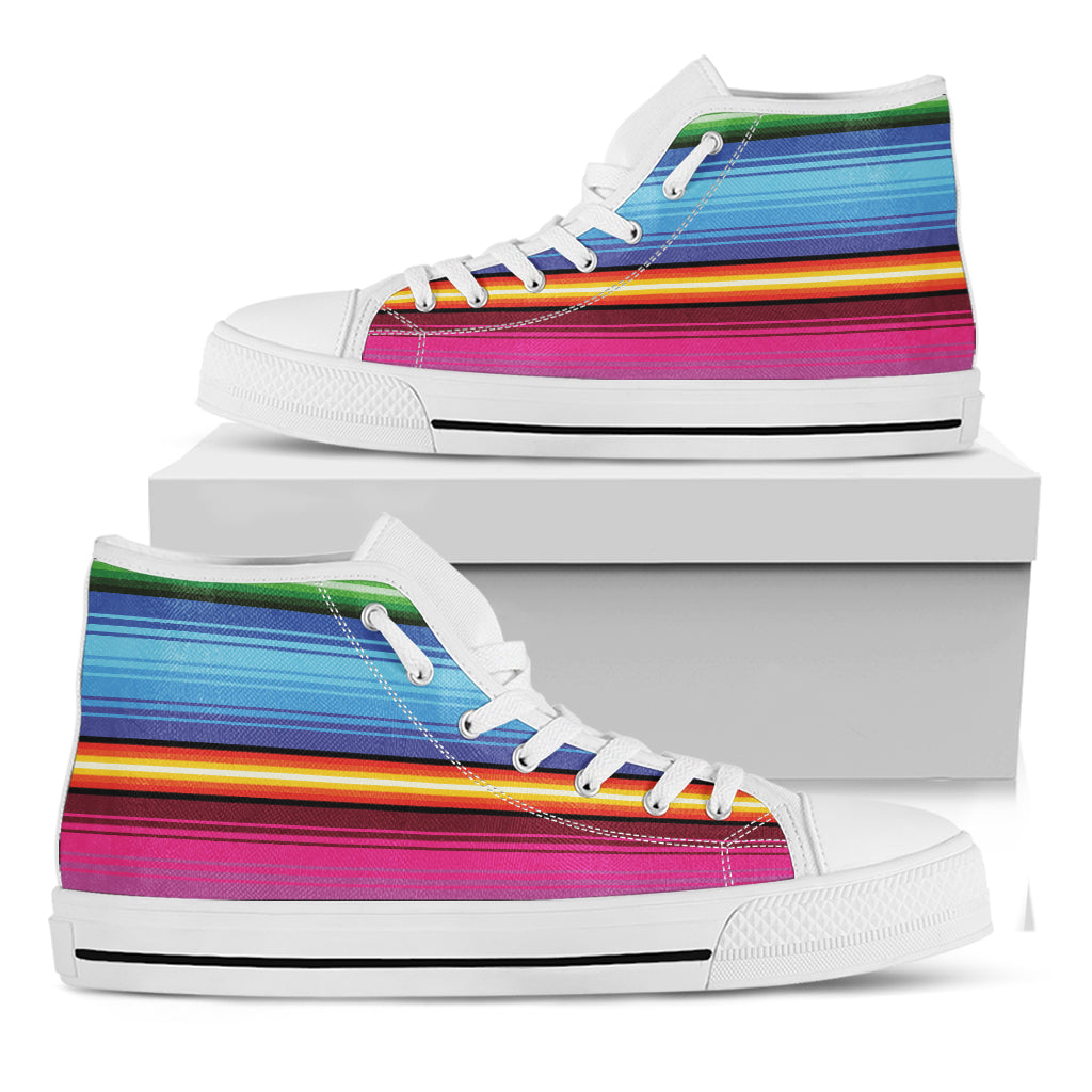 Cinco De Mayo Mexican Stripe Print White High Top Shoes