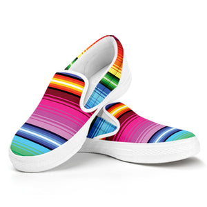 Cinco De Mayo Mexican Stripe Print White Slip On Shoes